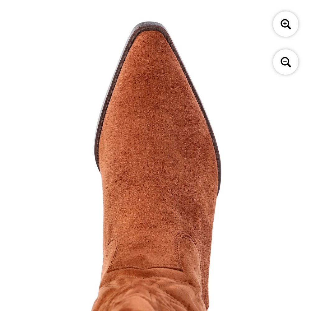 Brown faux Suede Western Boots - Picture 2 of 2